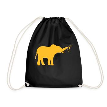 Banana Elephant Silhouette Fruit - Drawstring Bag - black - Front