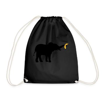 Large Banana Elephant Silhouette - Drawstring Bag - black - Front