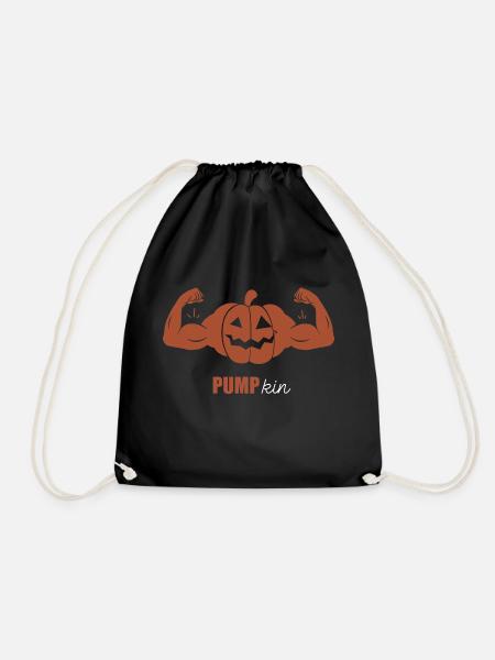 Pumpkin - pumpkin pump Halloween bodybuilding - Drawstring Bag - black