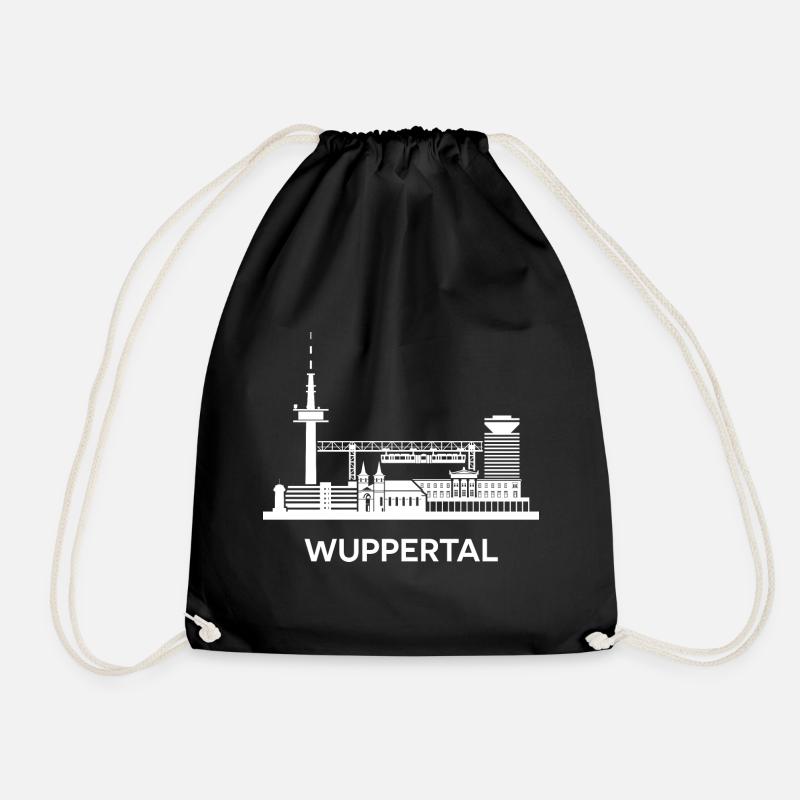 Wuppertal, weiß - Turnbeutel - Schwarz