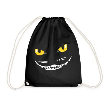 Funny Grinning Cat Cat Face Halloween - Drawstring Bag - black - Front