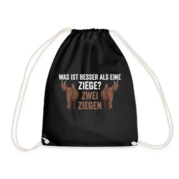 Was ist besser als eine Ziege? Zwei Ziegen - Turnbeutel - Schwarz - Vorne