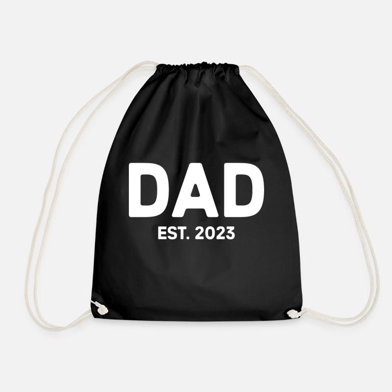 Dad Est. 2023 - Father's Day (White) - Drawstring Bag - black