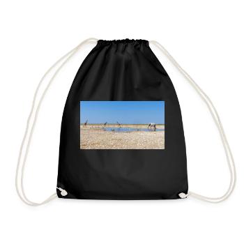 Landscape at the Cubango river with giraffe - Drawstring Bag - black - Front