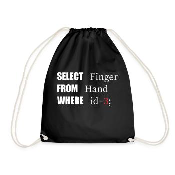 Handauswahl Finger, Lustiger Code. Programmierer-Sprache - Turnbeutel - Schwarz - Vorne