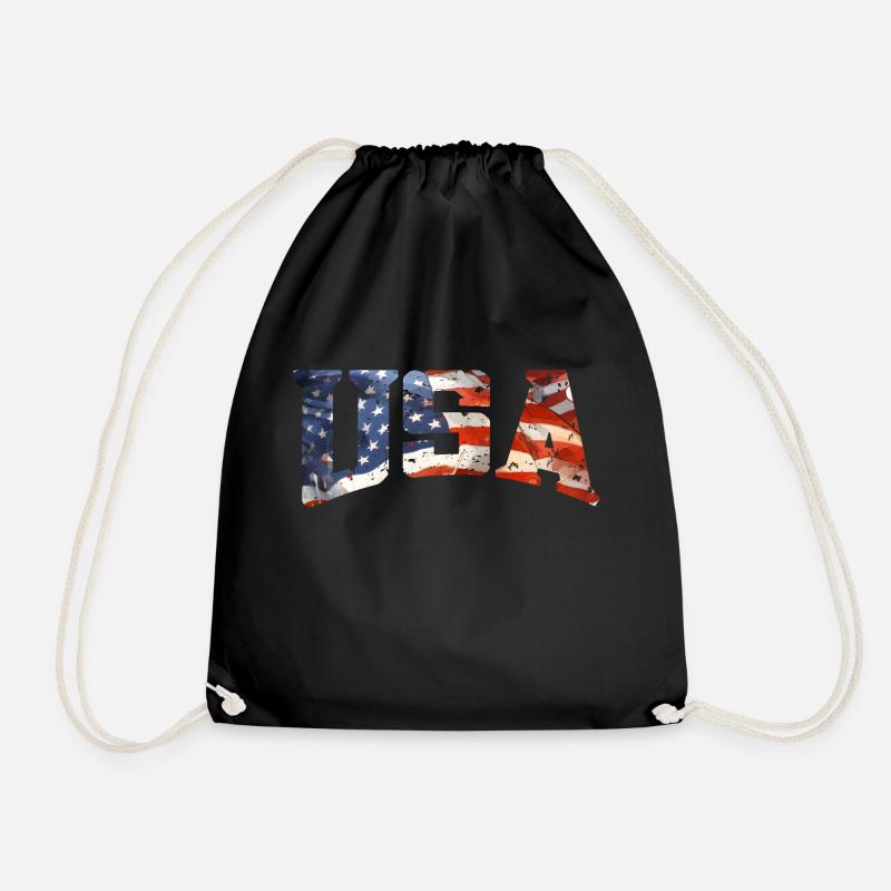 USA, America - Drawstring Bag - black