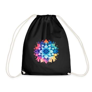 Colorful flower design - Drawstring Bag - black - Front