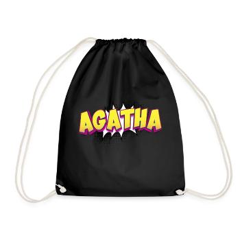Agatha benutzerdefinierter Name Comic-Stil Pop-Art, - Turnbeutel - Schwarz - Vorne