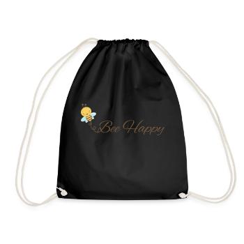 Be Happy like a bee 🐝 - Drawstring Bag - black - Front