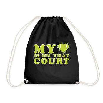 My Heart Is On That Court Tennis Mom - Drawstring Bag - black - Front