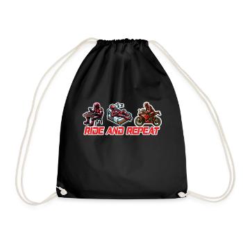 Eat Sleep Ride Repeat Motorcycle & Biker Quote - Drawstring Bag - black - Front