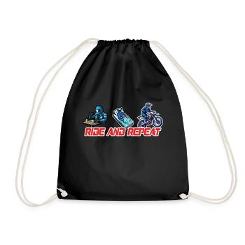 Eat Sleep Ride Repeat Motorcycle & Biker Quote - Drawstring Bag - black - Front