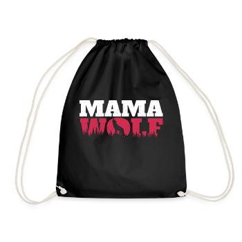 Mama Wolf - Wolf Lover Mom Mother's Day Enthusiast - Drawstring Bag - black - Front