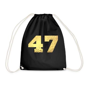 Numéro 47 paillettes doré - 47e anniversaire - Sac de sport léger - noir - Devant