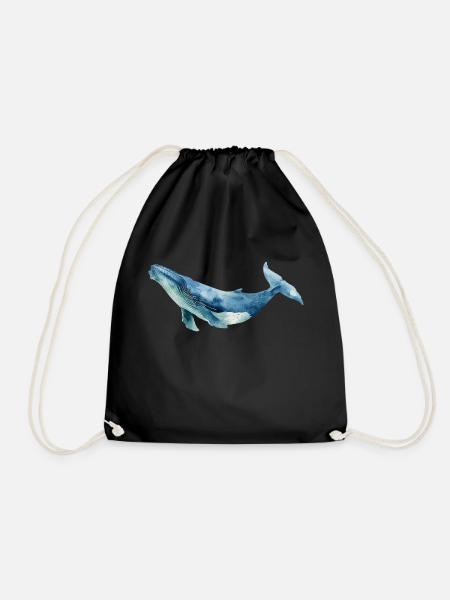 Aquarell wal, blau Whale - Turnbeutel - Schwarz