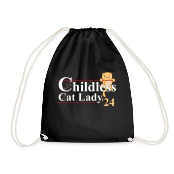 Childless Cat Lady for Women Feminist - Drawstring Bag - black - Front
