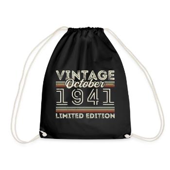 Oktober 1941 Geburtstag October 1941 Birthday Gift - Drawstring Bag - black - Front