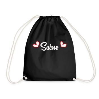 SWITZERLAND. HUMOR. COUNTRY. FLAG. GENEVA. LAUSANNE - Drawstring Bag - black - Front