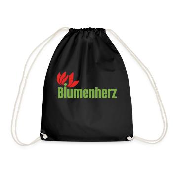 Final Logo Blumen - Turnbeutel - Schwarz - Vorne