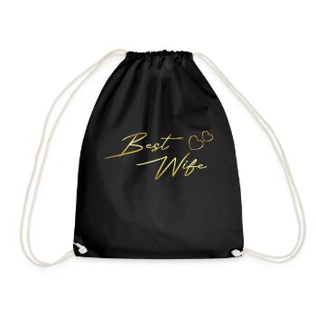 Best Wife Design gold - Drawstring Bag - black - Front