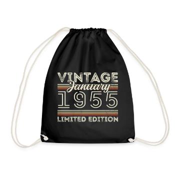 Janvier 1955 Né en 1955 - Anniversaire Janvier 1955 - Sac de sport léger - noir - Devant