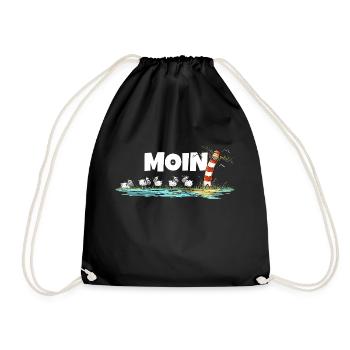 Moin Leuchtturm und Schafe I Nordsee Ostsee Küste - Turnbeutel - Schwarz - Vorne