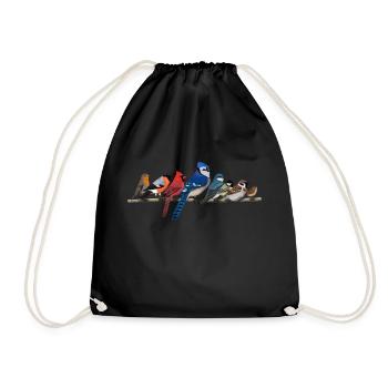 Colorful Birds Drawing Bird Friend Ornithologist - Drawstring Bag - black - Front