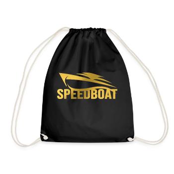 motorboat speedboat powerboat racing captain boat - Drawstring Bag - black - Front
