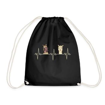 Alpaca Heartbeat Horse Alpaca Gift - Drawstring Bag - black - Front