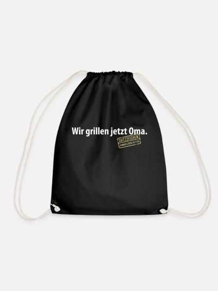 Wir grillen jetzt Oma Satzzeichen Komma Leben Omi - Turnbeutel - Schwarz