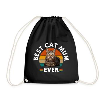 BEST CAT MUM EVER - Drawstring Bag - black - Front