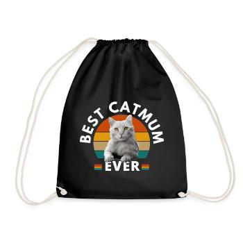 BEST CAT MUM EVER - Drawstring Bag - black - Front