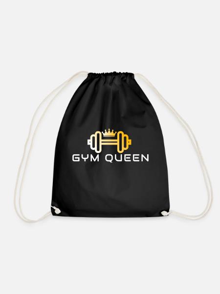 GYM QUEEN - Gym Motivation and Fitness Designs - Drawstring Bag - black