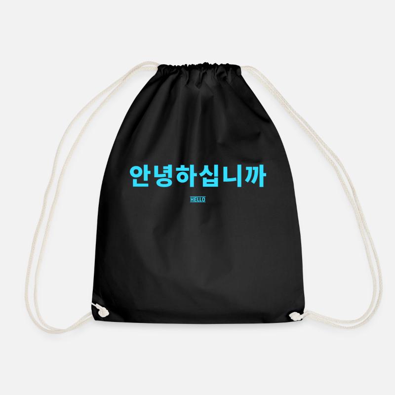 Korean - Drawstring Bag - black