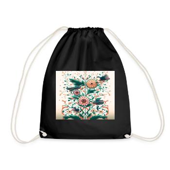 Arbre fleuri avec des oiseaux a fond claire v3 - Sac de sport léger - noir - Devant
