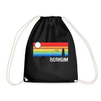 Borkum Nordsee Ostfriesische Insel Geschenk - Turnbeutel - Schwarz - Vorne