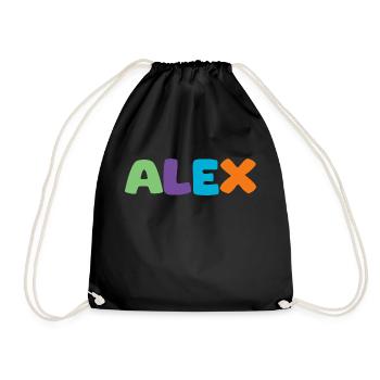 Name - Alex - Turnbeutel - Schwarz - Vorne