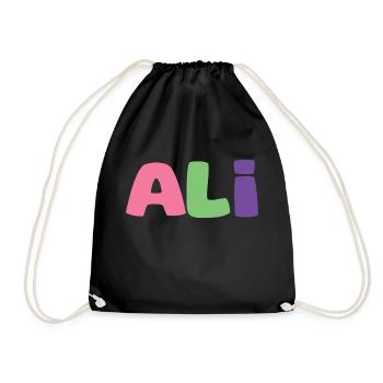 Name - Ali - Drawstring Bag - black - Front