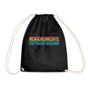 Menschenrechte Demonstration LGBTQ gegen Rechts - Turnbeutel - Schwarz - Vorne