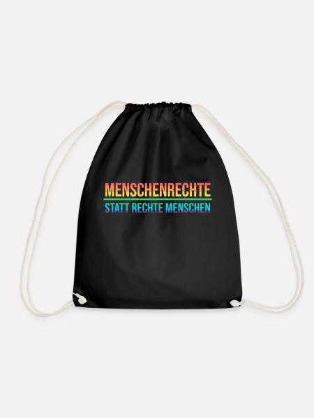 Menschenrechte Demonstration LGBTQ gegen Rechts - Turnbeutel - Schwarz