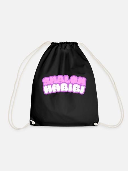 Shalom Habibi, Jewish, Muslim - Drawstring Bag - black
