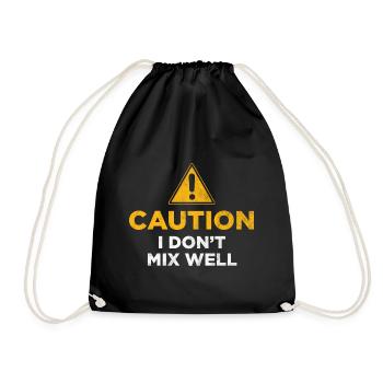 Caution I Don't Mix Well - Drawstring Bag - black - Front