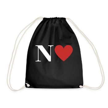 Letter n red heart - Drawstring Bag - black - Front