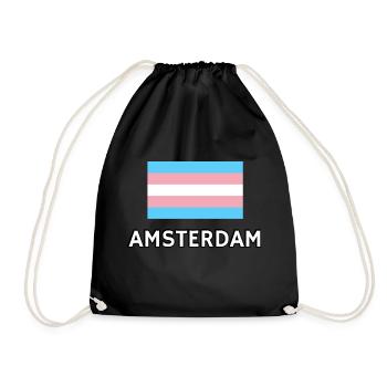 Trans Pride Flag Amsterdam - Drawstring Bag - black - Front