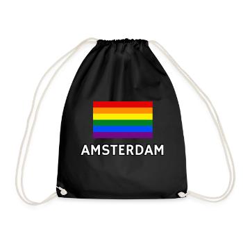 Pride Flag Amsterdam - Drawstring Bag - black - Front