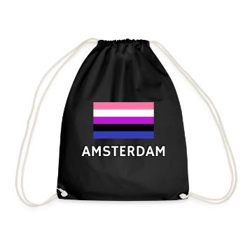 Genderfluid Pride Flagge Amsterdam - Turnbeutel - Schwarz - Vorne