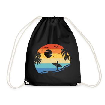 Beach Surfing Surfboard Vintage Surfer Beach Surf - Sac de sport léger - noir - Devant