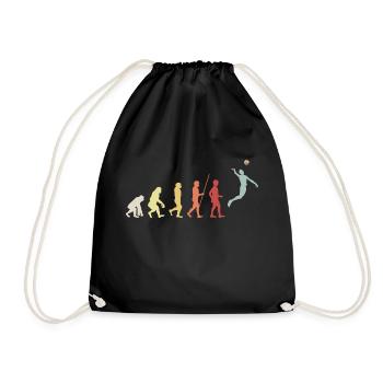 Volleyballer Evolution Volleyball Geschenk Retro - Turnbeutel - Schwarz - Vorne