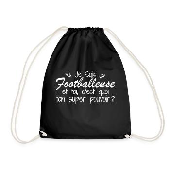 I am a footballer. What's your superpower? - Drawstring Bag - black - Front