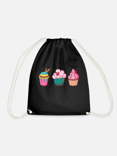 Cupcake Muffin Kuchen Backen Süßigkeiten Törtchen - Turnbeutel - Schwarz